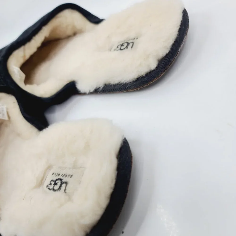 UGG Men's Black‎ Scuff's 5776 Sherpa Suede Slip-On Winter Slipper Size 12